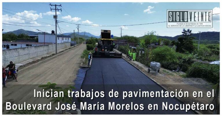 Inician trabajos de pavimentación en el Boulevard José María Morelos en Nocupétaro
