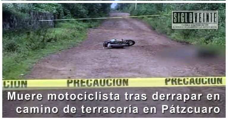 Muere motociclista tras derrapar en camino de terracería en Pátzcuaro