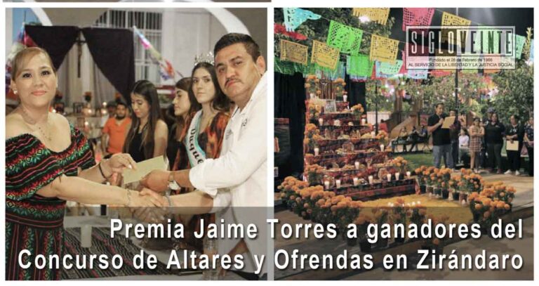 Premia Jaime Torres a ganadores del Concurso de Altares y Ofrendas en Zirándaro