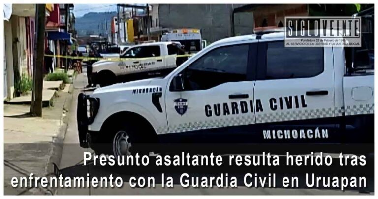 Presunto asaltante resulta herido tras enfrentamiento con la Guardia Civil en Uruapan