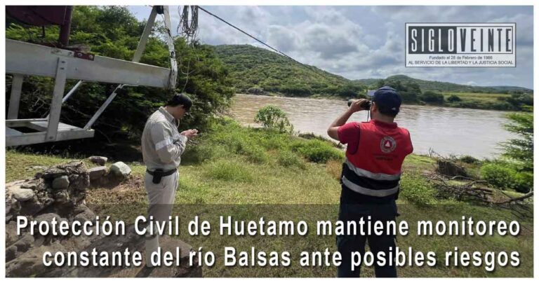 Protección Civil de Huetamo mantiene monitoreo constante del río Balsas ante posibles riesgos