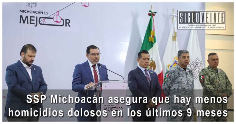 SSP Michoacán asegura que hay menos homicidios dolosos en los últimos 9 meses, afirma el gobierno