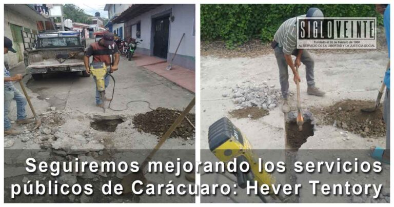 Seguiremos mejorando los servicios públicos de Carácuaro: Hever Tentory; repara Ayuntamiento fugas y amplía red de agua potable