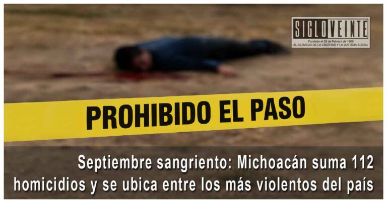Septiembre sangriento: Michoacán suma 112 homicidios y se ubica entre los más violentos del país