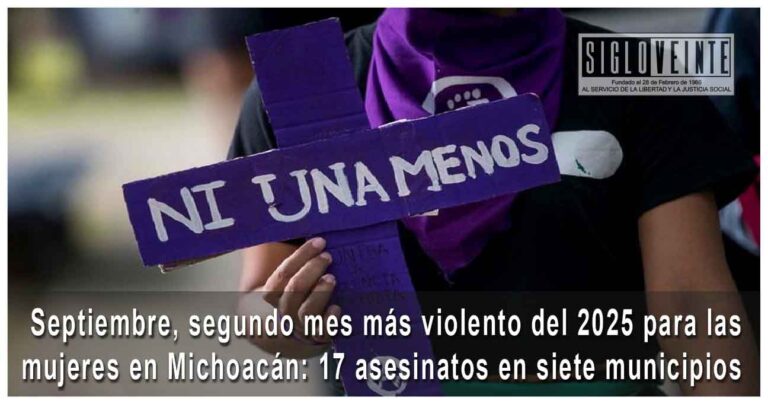 Septiembre, segundo mes más violento del 2025 para las mujeres en Michoacán: 17 asesinatos en siete municipios