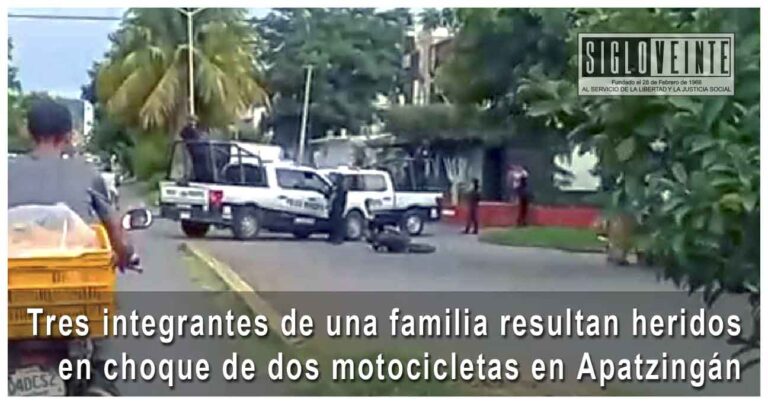 Tres integrantes de una familia resultan heridos en choque de dos motocicletas en Apatzingán