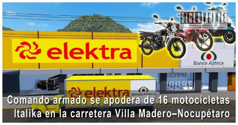 Comando armado se apodera de 16 motocicletas Italika en la carretera Villa Madero–Nocupétaro