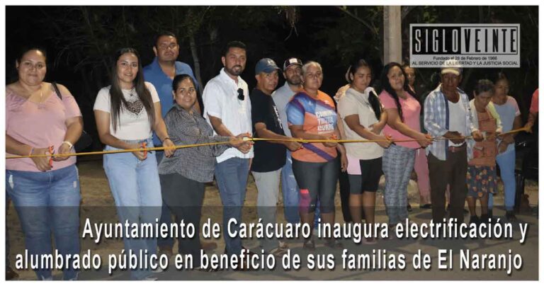 Ayuntamiento de Carácuaro inaugura electrificación y alumbrado público en beneficio de sus familias de El Naranjo
