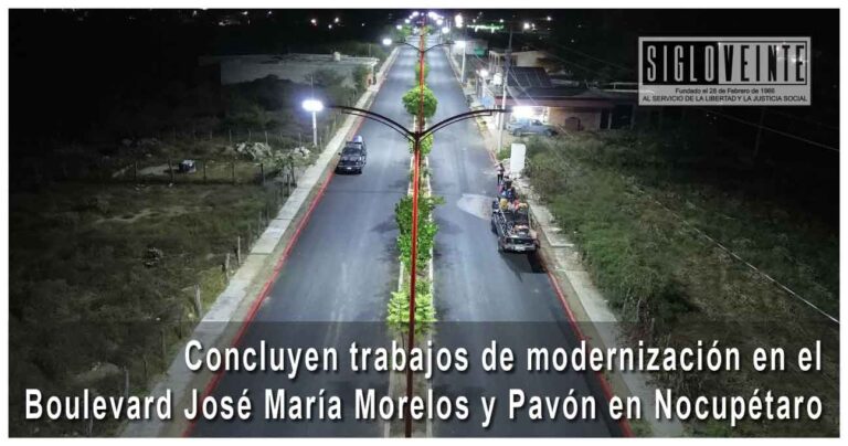 Concluyen trabajos de modernización en el Boulevard José María Morelos y Pavón en Nocupétaro
