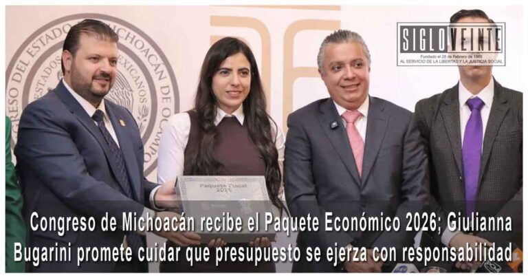 Congreso de Michoacán recibe el Paquete Económico 2026; Giulianna Bugarini promete cuidar que presupuesto se ejerza con responsabilidad