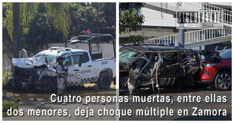 Cuatro personas muertas, entre ellas dos menores, deja choque múltiple en Zamora