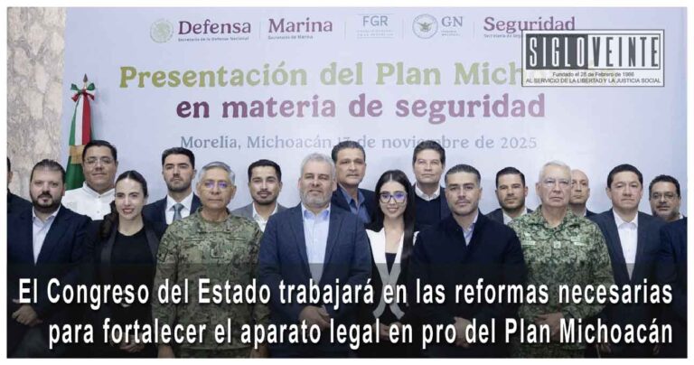 El Congreso del Estado trabajará en las reformas necesarias para fortalecer el aparato legal en pro del Plan Michoacán