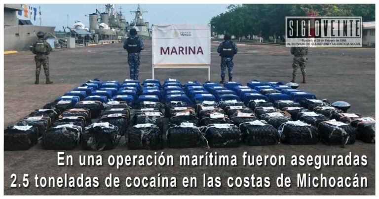 En una operación marítima fueron aseguradas 2.5 toneladas de cocaína en las costas de Michoacán