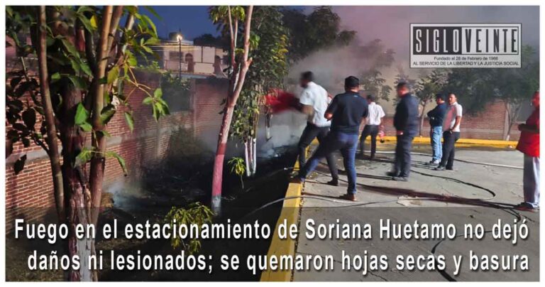 Fuego en el estacionamiento de Soriana Huetamo no dejó daños ni lesionados; se quemaron hojas secas y basura