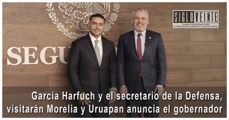 García Harfuch y el secretario de la Defensa, visitarán Morelia y Uruapan anuncia el gobernador