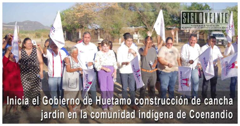 Inicia el Gobierno de Huetamo construcción de cancha jardín en la comunidad indígena de Coenandio