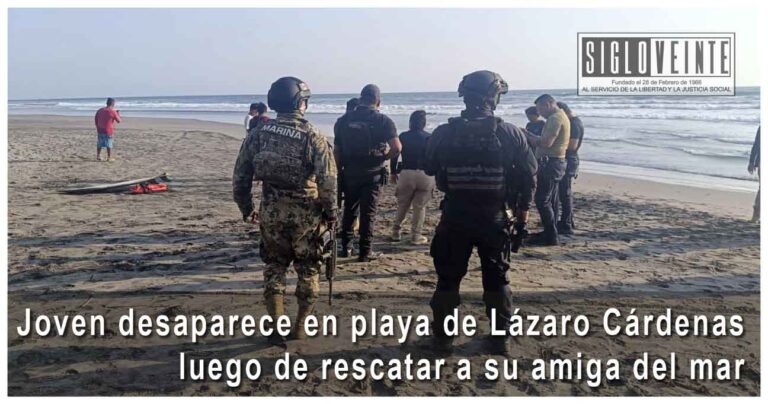 Joven desaparece en playa de Lázaro Cárdenas luego de rescatar a su amiga del mar