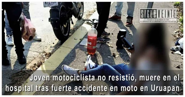 Joven motociclista no resistió, muere en el hospital tras fuerte accidente en moto en Uruapan