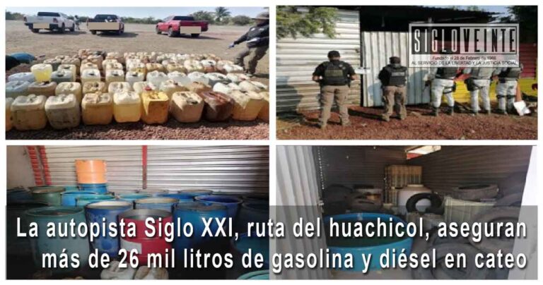 La autopista Siglo XXI, ruta del huachicol, aseguran más de 26 mil litros de gasolina y diésel en cateo