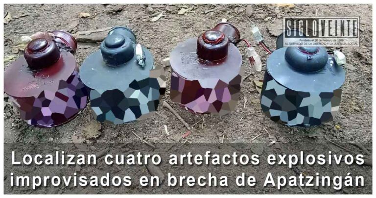 Localizan cuatro artefactos explosivos improvisados en brecha de Apatzingán