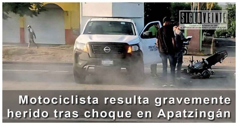 Motociclista resulta gravemente herido tras choque en Apatzingán