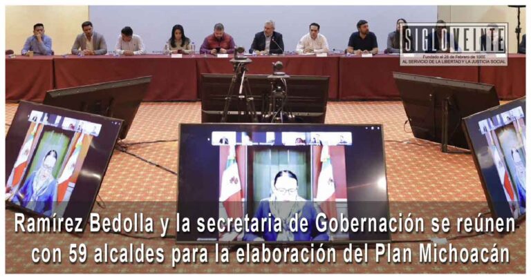 Ramírez Bedolla y la secretaria de Gobernación se reúnen con 59 alcaldes para la elaboración del Plan Michoacán