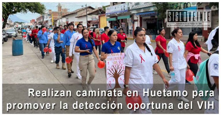 Realizan caminata en Huetamo para promover la detección oportuna del VIH