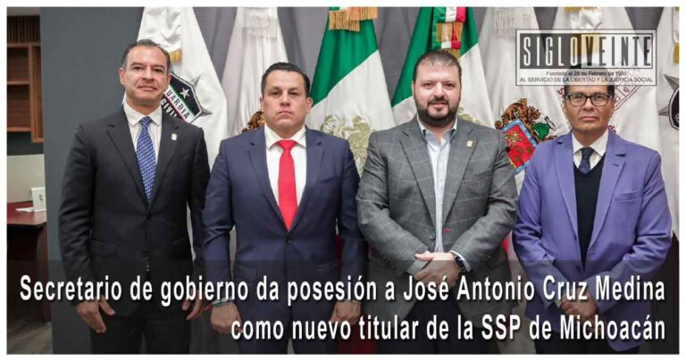 Secretario de gobierno da posesión a José Antonio Cruz Medina como nuevo titular de la SSP de Michoacán