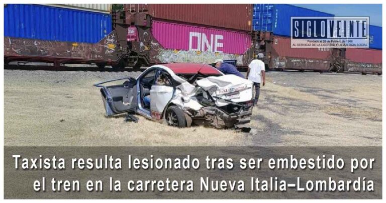 Taxista resulta lesionado tras ser embestido por el tren en la carretera Nueva Italia–Lombardía