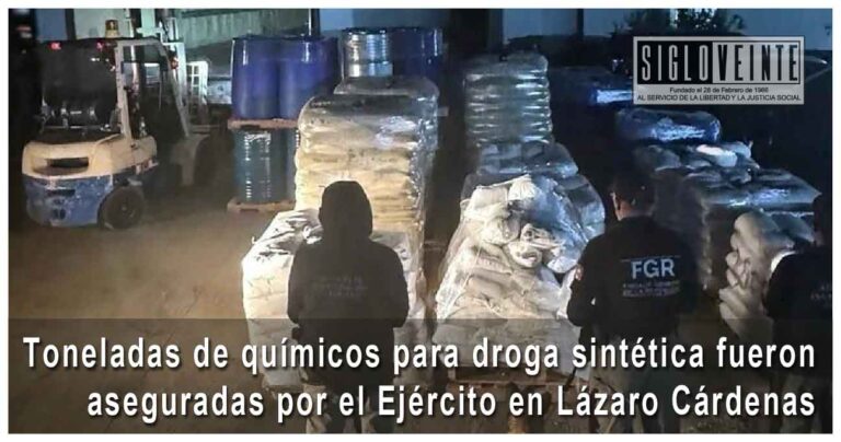 Toneladas de químicos para droga sintética fueron aseguradas por el Ejército en Lázaro Cárdenas