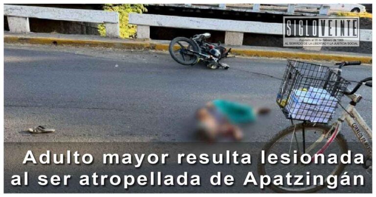 Adulto mayor resulta lesionada al ser atropellada de Apatzingán