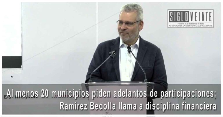 Al menos 20 municipios piden adelantos de participaciones; Ramírez Bedolla llama a disciplina financiera