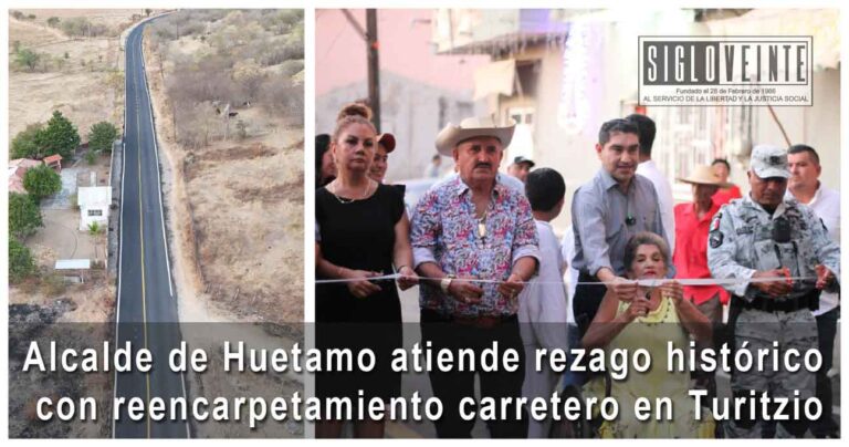 Alcalde de Huetamo atiende rezago histórico con reencarpetamiento carretero en Turitzio