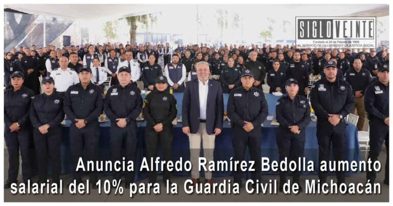 Anuncia Alfredo Ramírez Bedolla aumento salarial del 10% para la Guardia Civil de Michoacán