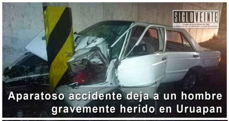 Aparatoso accidente deja a un hombre gravemente herido en Uruapan