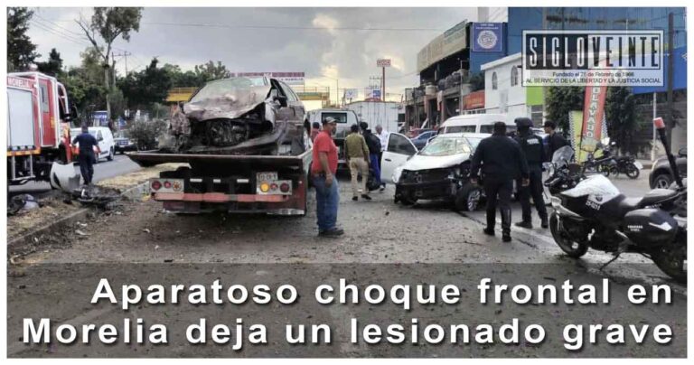 Aparatodo choque frontal en Morelia deja un lesionado grave