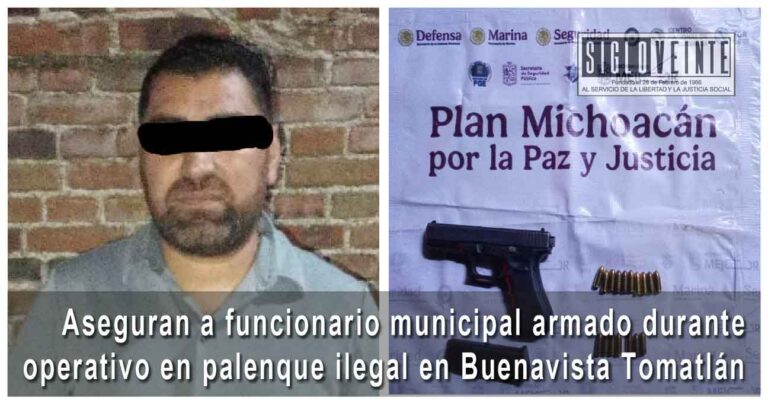 Aseguran a funcionario municipal armado durante operativo en palenque ilegal en Buenavista Tomatlán