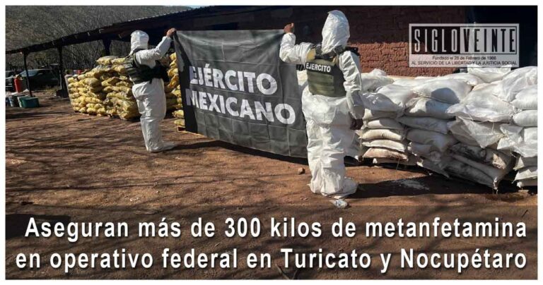 Aseguran más de 300 kilos de metanfetamina en operativo federal en Turicato y Nocupétaro