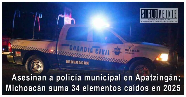 Asesinan a policía municipal en Apatzingán; Michoacán suma 34 elementos caídos en 2025