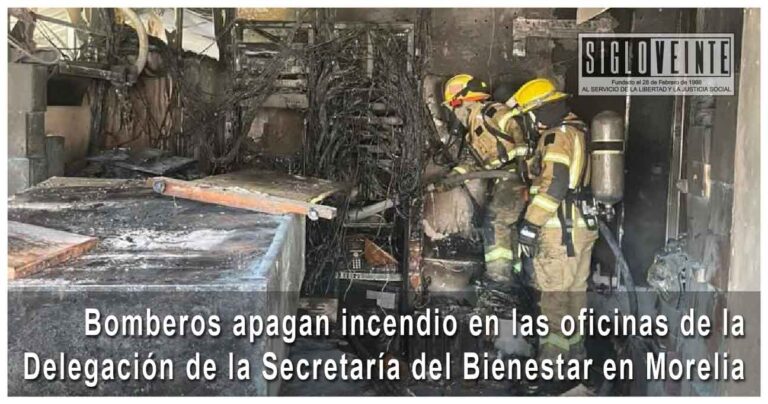 Bomberos apagan incendio en las oficinas de la Delegación de la Secretaría del Bienestar en Morelia