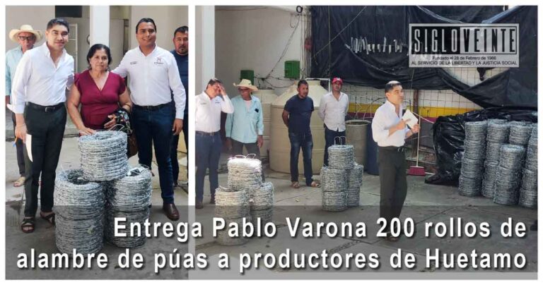 Entrega Pablo Varona 200 rollos de alambre de púas a productores de Huetamo
