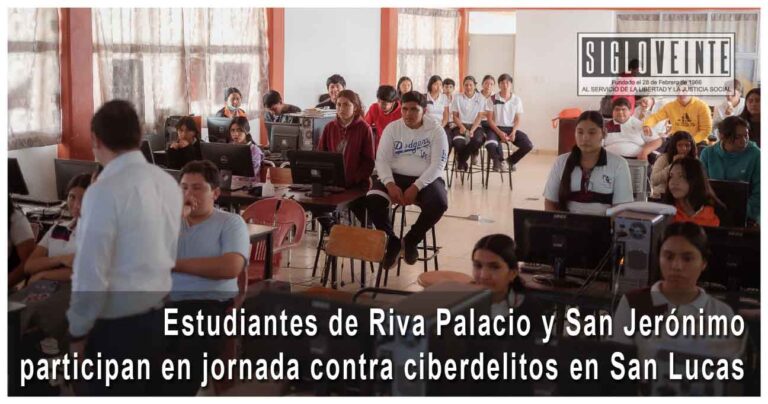 Estudiantes de Riva Palacio y San Jerónimo participan en jornada contra ciberdelitos en San Lucas