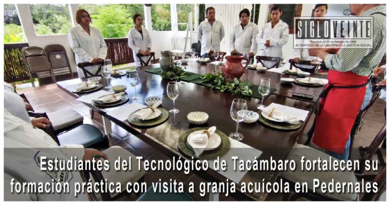 Estudiantes del Tecnológico de Tacámbaro fortalecen su formación práctica con visita a granja acuícola en Pedernales