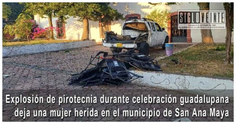 Explosión de pirotecnia durante celebración guadalupana deja una mujer herida en el municipio de San Ana Maya