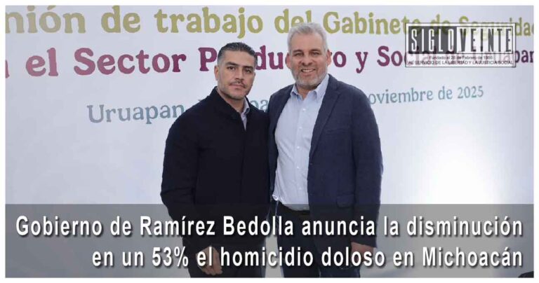 Gobierno de Ramírez Bedolla anuncia la disminución en un 53% el homicidio doloso en Michoacán
