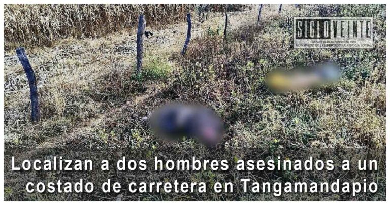 Localizan a dos hombres asesinados a un costado de carretera en Tangamandapio