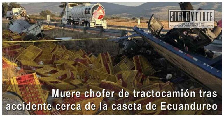Muere chofer de tractocamión tras accidente cerca de la caseta de Ecuandureo