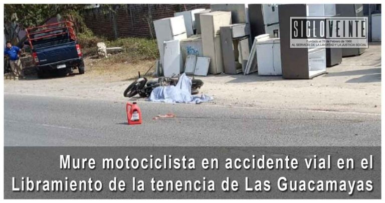 Mure motociclista en accidente vial en el Libramiento de la tenencia de Las Guacamayas