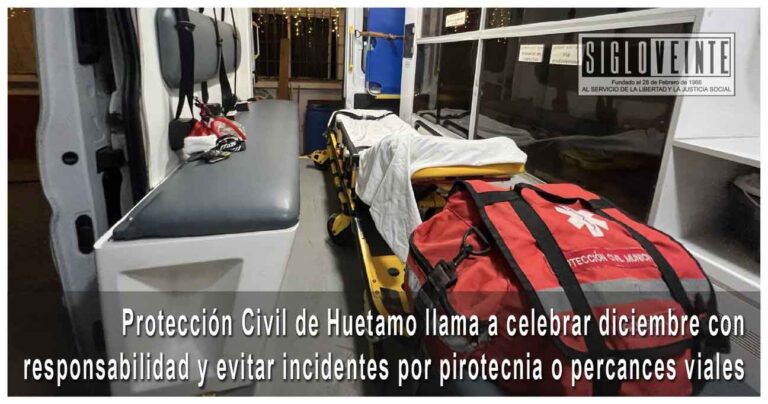 Protección Civil de Huetamo llama a celebrar diciembre con responsabilidad y evitar incidentes por pirotecnia o percances viales
