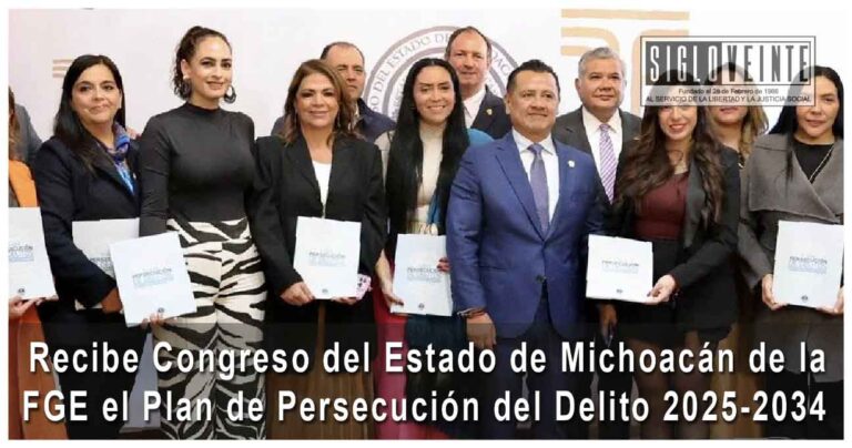 Recibe Congreso del Estado de Michoacán de la FGE el Plan de Persecución del Delito 2025-2034